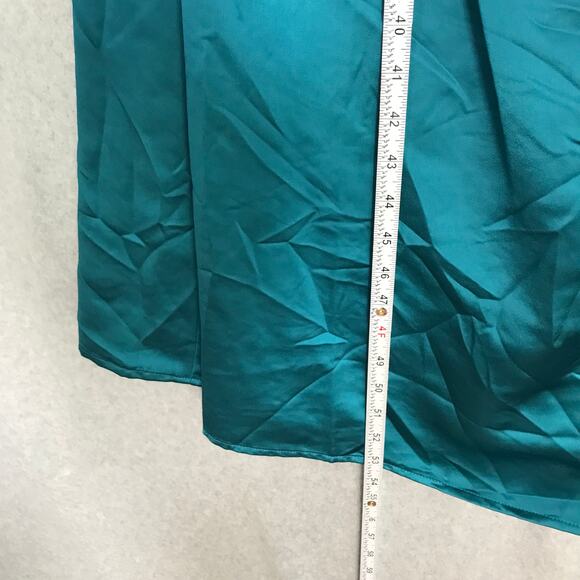 Jason Wu Midi Slip Dress Large‎ Blue Satin Ruched Strappy Silky Criss Cross Back - Picture 10 of 12